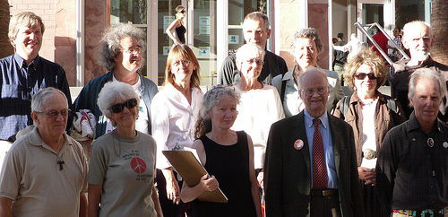 All but one of the "Creech 14" outside court before their trial in Las Vegas, 14 Sept. 2010